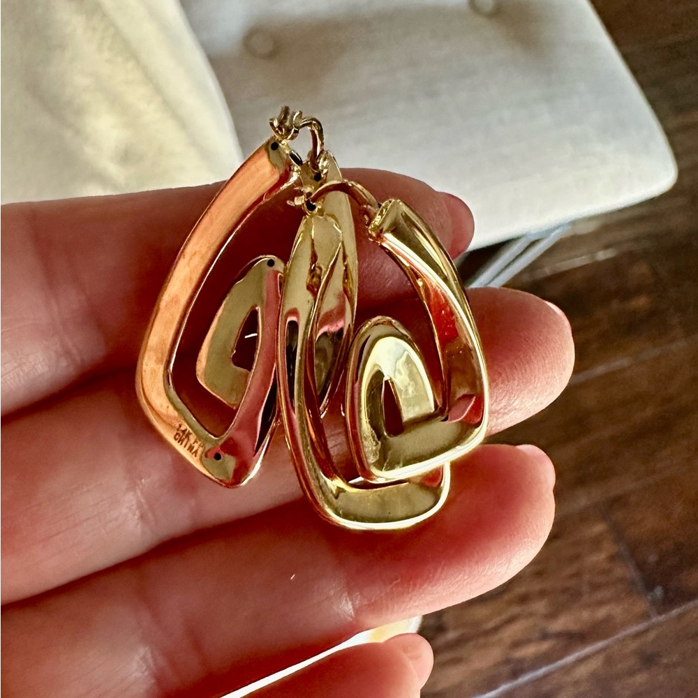 14K YELLOW GOLD DANGLE EARRINGS-4.2 GRAMS